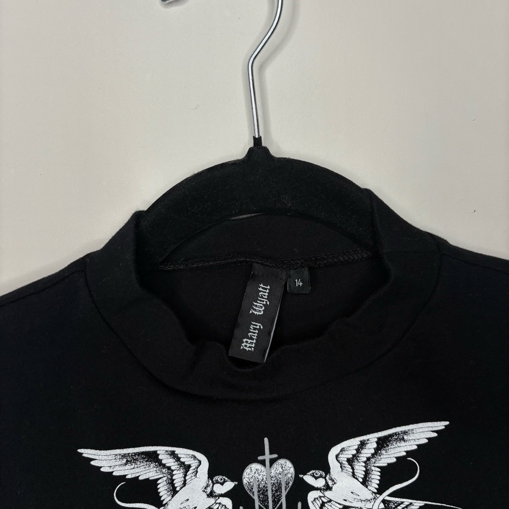 Mary Wyatt Tank Top Black Cropped Crop Goth - Picture 2 of 4